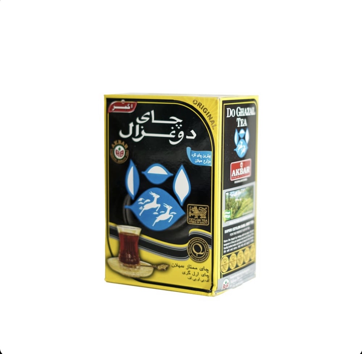 چای  سیاه شکسته سیلان ارل گری ۵۰۰گرمی دو غزال دو شیر نشان اصل اکبر
